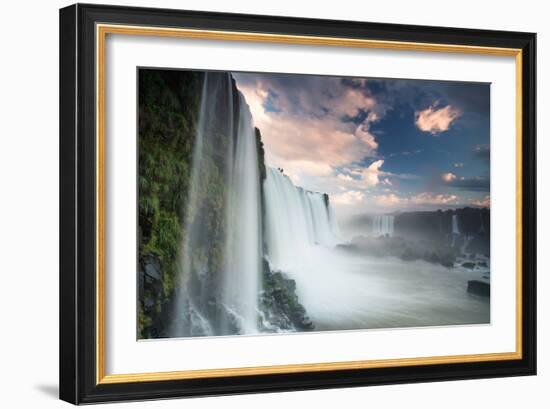 A Dramatic Sunset over Iguacu Waterfalls-Alex Saberi-Framed Photographic Print