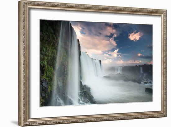 A Dramatic Sunset over Iguacu Waterfalls-Alex Saberi-Framed Photographic Print