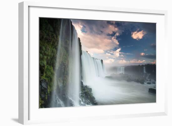 A Dramatic Sunset over Iguacu Waterfalls-Alex Saberi-Framed Photographic Print