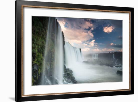 A Dramatic Sunset over Iguacu Waterfalls-Alex Saberi-Framed Photographic Print