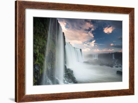 A Dramatic Sunset over Iguacu Waterfalls-Alex Saberi-Framed Photographic Print