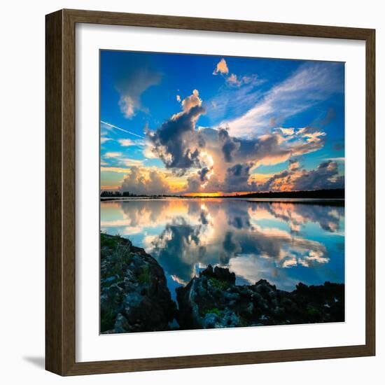 A Dramatic Sunset Reflected In The Sea On The Island Of Eleuthera, The Bahamas-Erik Kruthoff-Framed Photographic Print