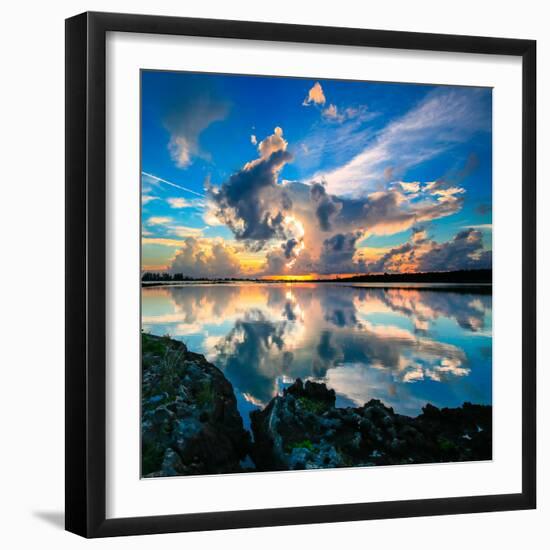 A Dramatic Sunset Reflected In The Sea On The Island Of Eleuthera, The Bahamas-Erik Kruthoff-Framed Photographic Print