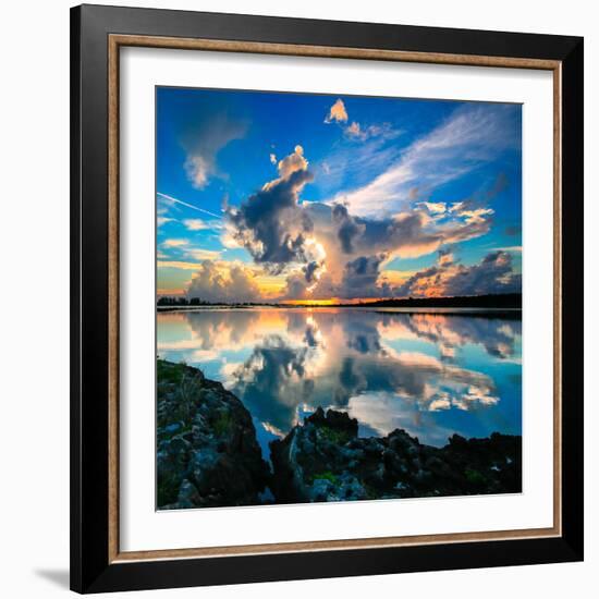 A Dramatic Sunset Reflected In The Sea On The Island Of Eleuthera, The Bahamas-Erik Kruthoff-Framed Photographic Print