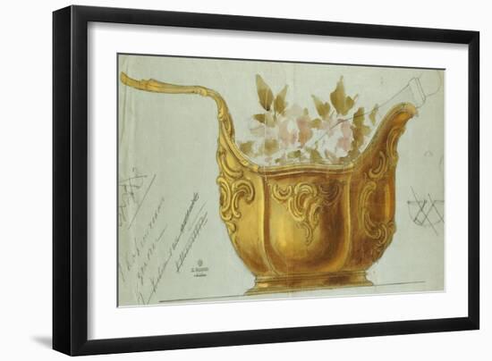 A Drawing of a Large Gilt Metal Kovsh in the Louis XV Style-Carl Faberge-Framed Giclee Print