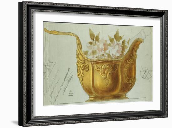 A Drawing of a Large Gilt Metal Kovsh in the Louis XV Style-Carl Faberge-Framed Giclee Print