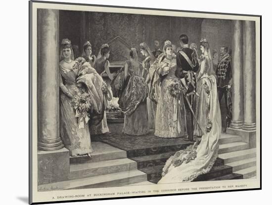 A Drawing-Room at Buckingham Palace, Waiting in the Corridor before the Presentation to Her Majesty-Arthur Hopkins-Mounted Giclee Print