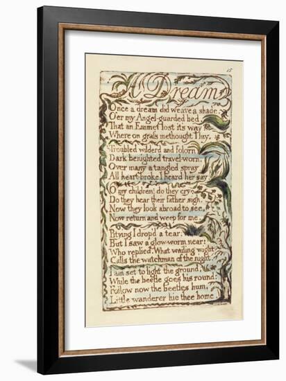 A Dream, Illustration from 'Songs of Innocence and of Experience', Pl.15 1789-94-William Blake-Framed Giclee Print