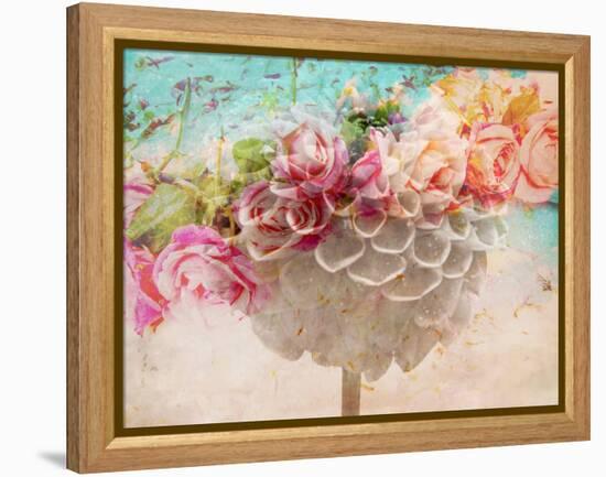 A Dreamy Romantic Floral Montage of a Pon Pon Dahlia with Roses, Photography, Many Layer Work-Alaya Gadeh-Framed Premier Image Canvas