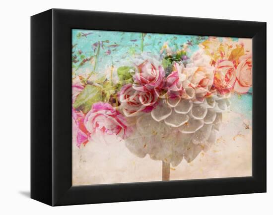 A Dreamy Romantic Floral Montage of a Pon Pon Dahlia with Roses, Photography, Many Layer Work-Alaya Gadeh-Framed Premier Image Canvas