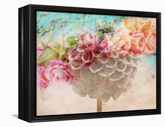 A Dreamy Romantic Floral Montage of a Pon Pon Dahlia with Roses, Photography, Many Layer Work-Alaya Gadeh-Framed Premier Image Canvas