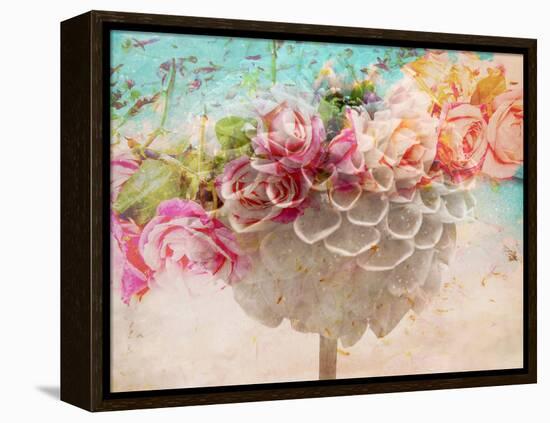 A Dreamy Romantic Floral Montage of a Pon Pon Dahlia with Roses, Photography, Many Layer Work-Alaya Gadeh-Framed Premier Image Canvas