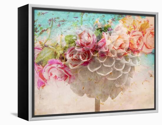 A Dreamy Romantic Floral Montage of a Pon Pon Dahlia with Roses, Photography, Many Layer Work-Alaya Gadeh-Framed Premier Image Canvas