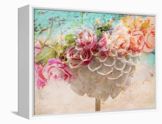 A Dreamy Romantic Floral Montage of a Pon Pon Dahlia with Roses, Photography, Many Layer Work-Alaya Gadeh-Framed Premier Image Canvas