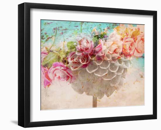 A Dreamy Romantic Floral Montage of a Pon Pon Dahlia with Roses, Photography, Many Layer Work-Alaya Gadeh-Framed Premium Photographic Print