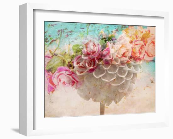 A Dreamy Romantic Floral Montage of a Pon Pon Dahlia with Roses, Photography, Many Layer Work-Alaya Gadeh-Framed Premium Photographic Print