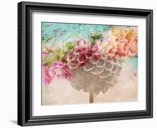 A Dreamy Romantic Floral Montage of a Pon Pon Dahlia with Roses, Photography, Many Layer Work-Alaya Gadeh-Framed Premium Photographic Print