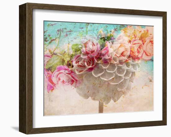 A Dreamy Romantic Floral Montage of a Pon Pon Dahlia with Roses, Photography, Many Layer Work-Alaya Gadeh-Framed Photographic Print