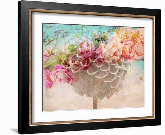 A Dreamy Romantic Floral Montage of a Pon Pon Dahlia with Roses, Photography, Many Layer Work-Alaya Gadeh-Framed Photographic Print