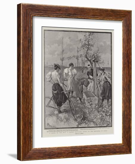 A Drink by the Way, a Ladies' Bicycling Picnic in the Environs of Paris-null-Framed Giclee Print