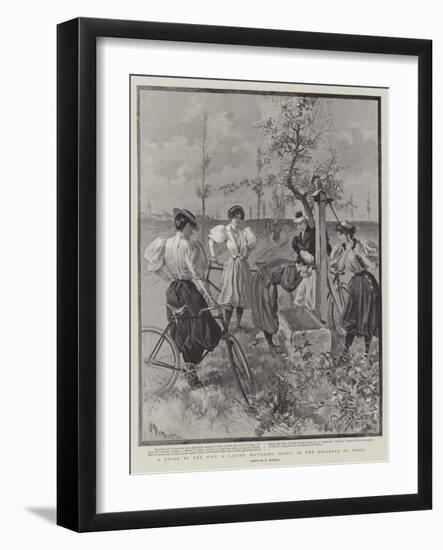 A Drink by the Way, a Ladies' Bicycling Picnic in the Environs of Paris-null-Framed Giclee Print