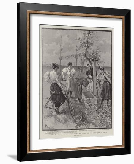 A Drink by the Way, a Ladies' Bicycling Picnic in the Environs of Paris-null-Framed Giclee Print