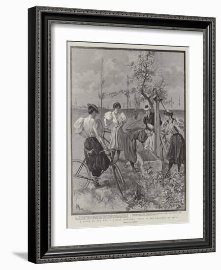 A Drink by the Way, a Ladies' Bicycling Picnic in the Environs of Paris-null-Framed Giclee Print
