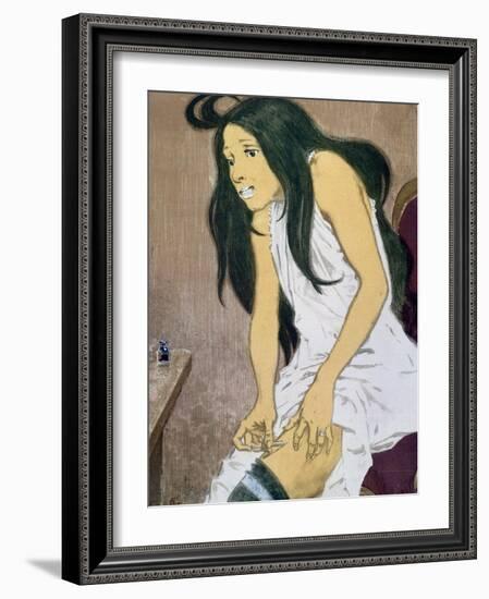 A Drug Addict Injecting Herself, Early 20th Century-Eugene Grasset-Framed Giclee Print