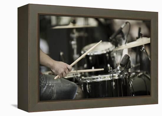 A Drummer on the Rock Concert-Kuzma-Framed Premier Image Canvas