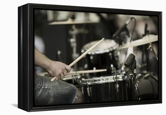 A Drummer on the Rock Concert-Kuzma-Framed Premier Image Canvas