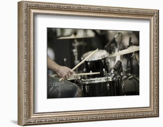 A Drummer on the Rock Concert-Kuzma-Framed Photographic Print