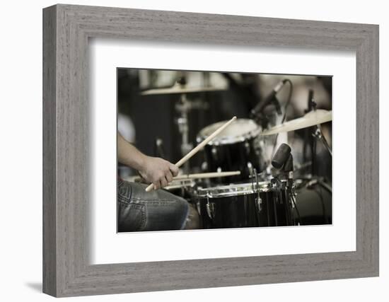 A Drummer on the Rock Concert-Kuzma-Framed Photographic Print