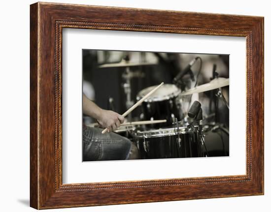 A Drummer on the Rock Concert-Kuzma-Framed Photographic Print