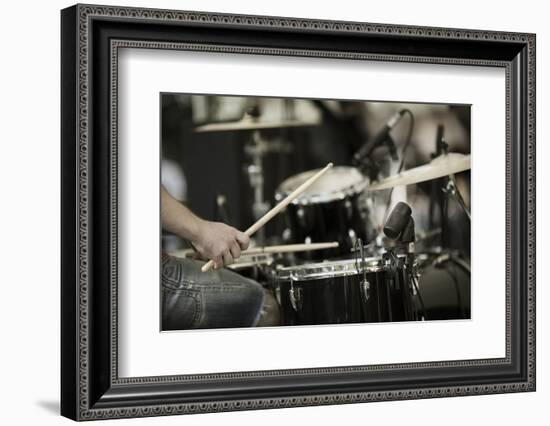 A Drummer on the Rock Concert-Kuzma-Framed Photographic Print