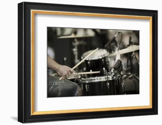 A Drummer on the Rock Concert-Kuzma-Framed Photographic Print