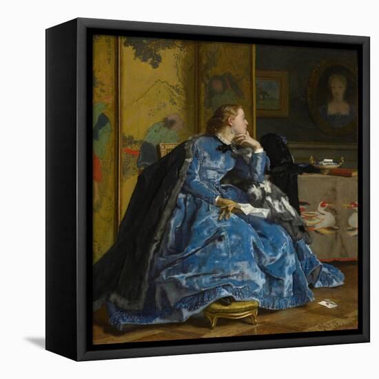 A Duchess (The Blue Dress), C.1866 (Oil on Panel)-Alfred Emile Stevens-Framed Premier Image Canvas