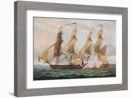 'A Duel Between 'Brigs', c1817-Thomas Whitcombe-Framed Giclee Print