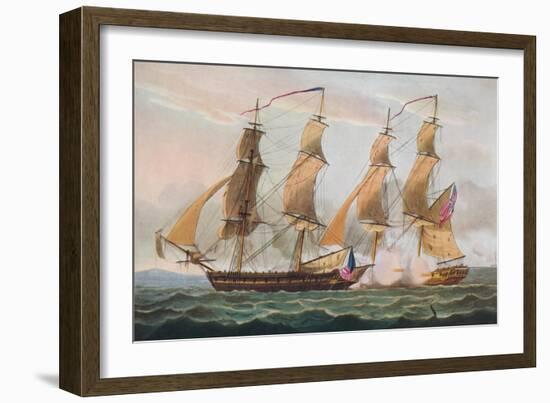 'A Duel Between 'Brigs', c1817-Thomas Whitcombe-Framed Giclee Print