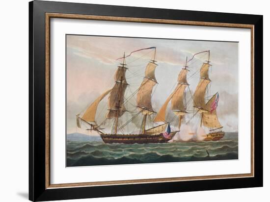 'A Duel Between 'Brigs', c1817-Thomas Whitcombe-Framed Giclee Print