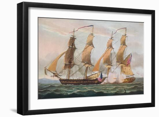 'A Duel Between 'Brigs', c1817-Thomas Whitcombe-Framed Giclee Print