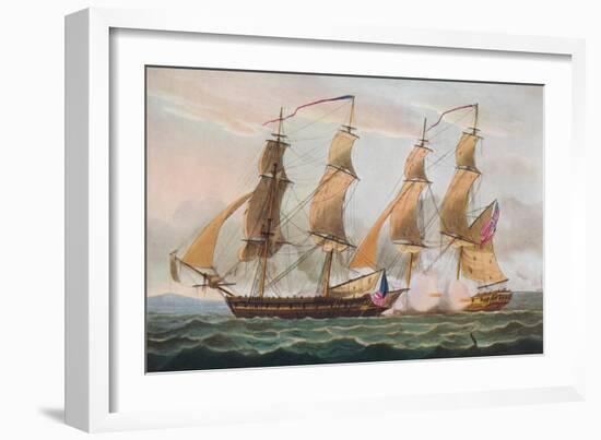 'A Duel Between 'Brigs', c1817-Thomas Whitcombe-Framed Giclee Print