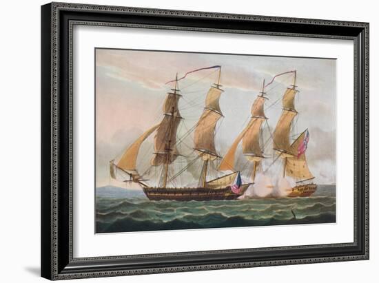 'A Duel Between 'Brigs', c1817-Thomas Whitcombe-Framed Giclee Print