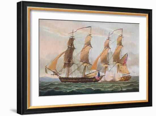 'A Duel Between 'Brigs', c1817-Thomas Whitcombe-Framed Giclee Print