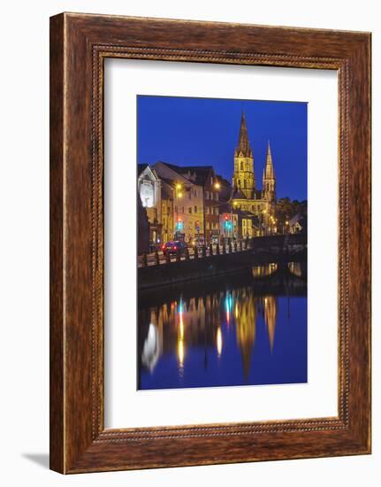 A dusk view of St. Fin Barre's Cathedral, on the banks of the Lee River, in Cork, County Cork, Muns-Nigel Hicks-Framed Photographic Print