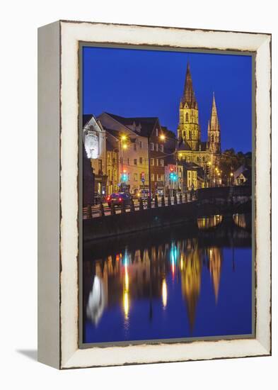 A dusk view of St. Fin Barre's Cathedral, on the banks of the Lee River, in Cork, County Cork, Muns-Nigel Hicks-Framed Premier Image Canvas