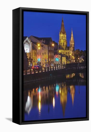 A dusk view of St. Fin Barre's Cathedral, on the banks of the Lee River, in Cork, County Cork, Muns-Nigel Hicks-Framed Premier Image Canvas