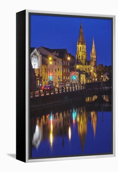 A dusk view of St. Fin Barre's Cathedral, on the banks of the Lee River, in Cork, County Cork, Muns-Nigel Hicks-Framed Premier Image Canvas