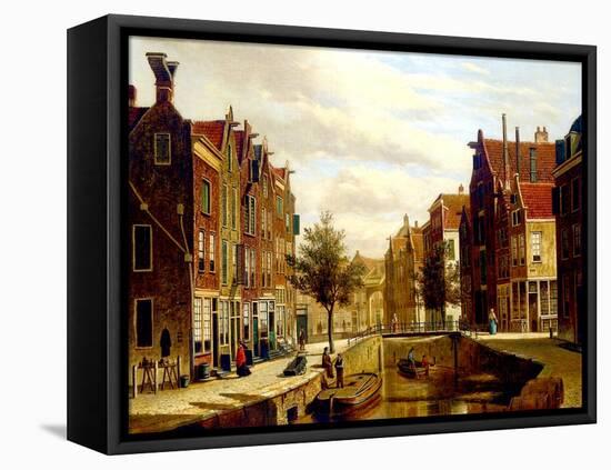 A Dutch Canal-Willem Koekkoek-Framed Premier Image Canvas