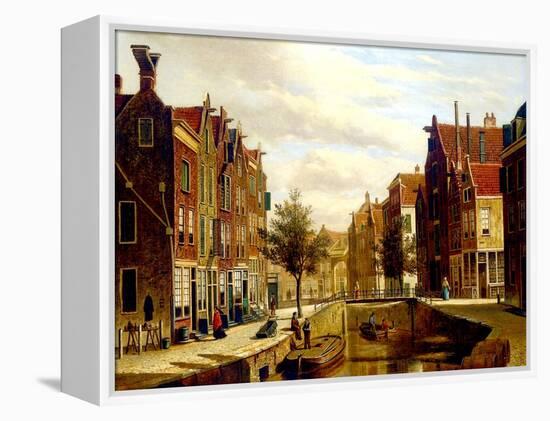 A Dutch Canal-Willem Koekkoek-Framed Premier Image Canvas
