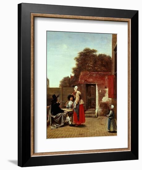 A Dutch Courtyard, 1658-1660-Pieter de Hooch-Framed Giclee Print